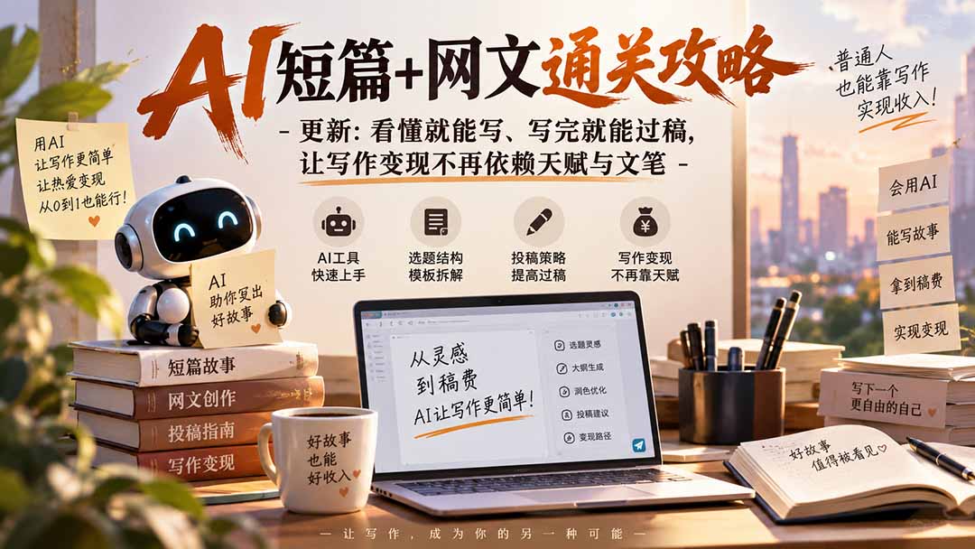 AI短篇+网文通关攻略-更新0921:看懂就能写、写完就能过稿,让写作变现不再依赖天赋与文笔