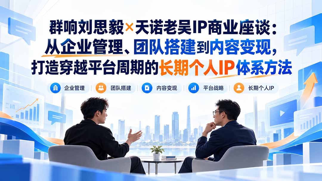 群响刘思毅×天诺老吴IP商业座谈：从企业管理、团队搭建到内容变现，打造穿越平台周期的长期个人IP体系方法