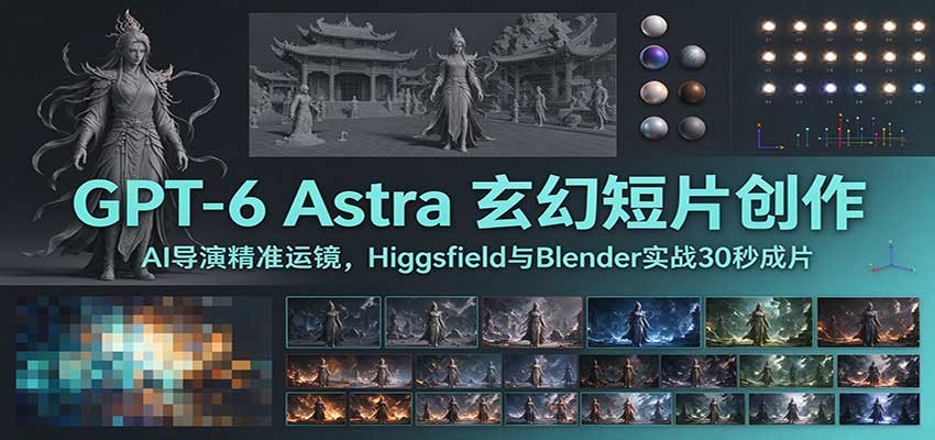 GPT-6 Astra 玄幻短片创作：AI导演精准运镜，Higgsfield与Blender实战30秒成片