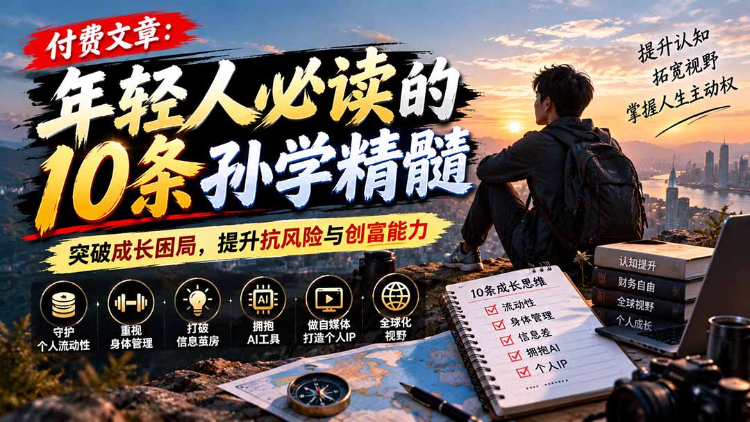 付费文章:年轻人必读的10条孙学精髓,突破成长困局,提升抗风险与创富能力