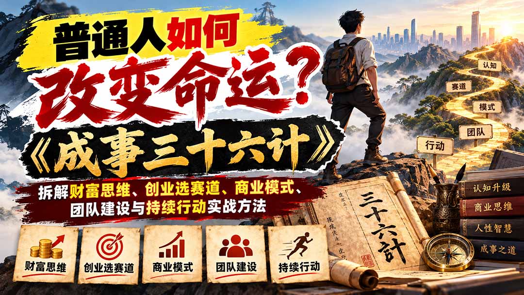 普通人如何改变命运?《成事三十六计》拆解财富思维、创业选赛道、商业模式、团队建设与持续行动实战方法