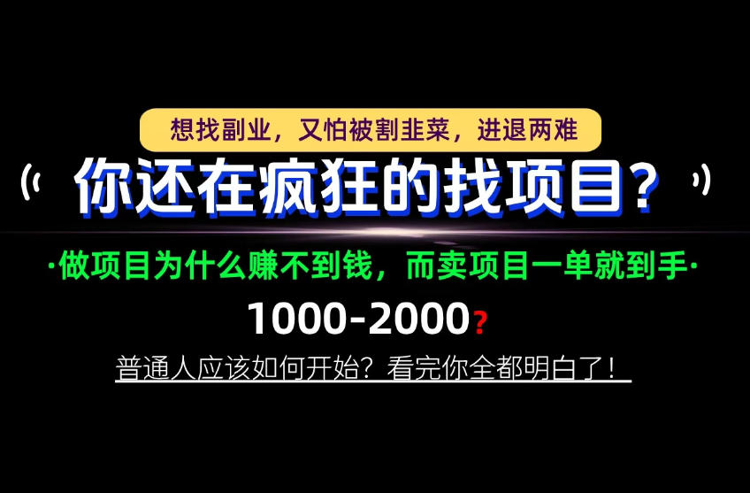 你还在疯狂的找项目?别傻了!卖项目才是真正的一本万利!怎么做,看完你全都明白!【揭秘】