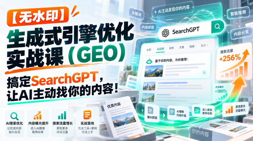 【无水印】生成式引擎优化(GEO)实战课：搞定SearchGPT，让AI主动找你的内容！【原创双语字幕】
