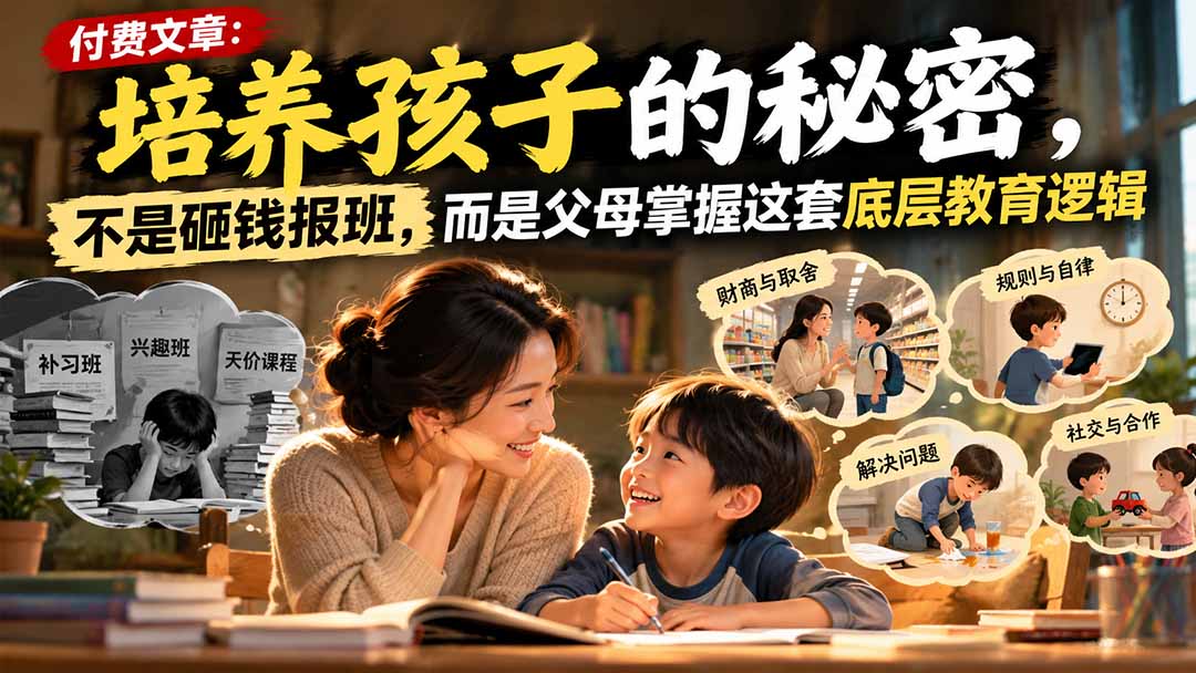 付费文章:培养孩子的秘密,不是砸钱报班,而是父母掌握这套底层教育逻辑