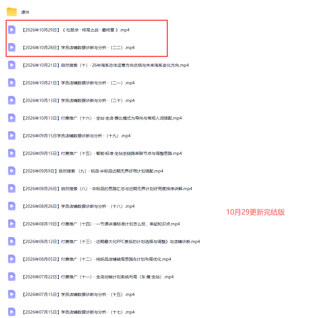 2026淘宝电商终局之战VIP课-更新1029：自然搜索+直通车+无界+精准人群，系统掌握测款动销与全店推广布局方法
