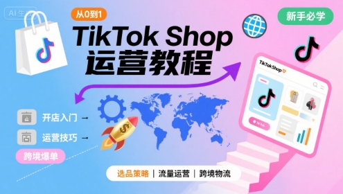 TikTok Shop从0到1运营教程，TikTok跨境电商新手必学课程