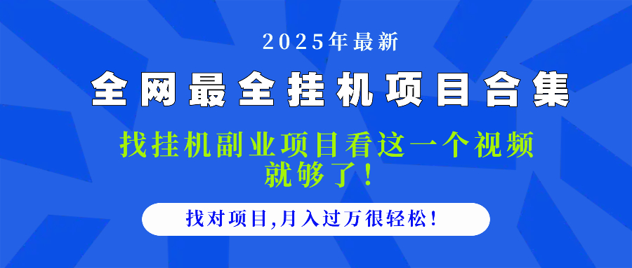 2025最全挂机项目合集 找项目看这一个视频就够了，做对项目月入过万很...