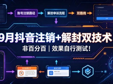 9月抖音注销+解封双技术,非百分百,效果自行测试!