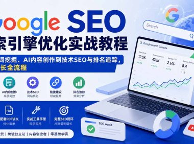 Google SEO搜索引擎优化实战教程:从关键词挖掘、AI内容创作到技术SEO与排名追踪,跑通增长全流程