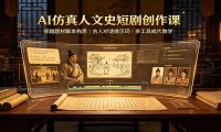 AI仿真人文史短剧创作课:穿越题材脚本构思,古人对话提示词,多工具成片教学