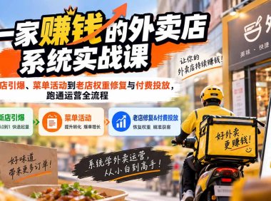 开一家赚钱的外卖店系统实战课:从新店引爆、菜单活动到老店权重修复与付费投放,跑通运营全流程