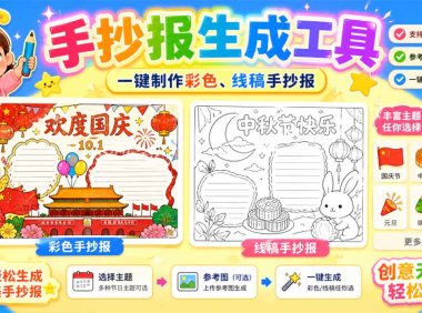 手抄报批量生成工具来了,完全免费,告别豆包生图,这个高清无水印