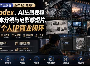 AI+创作训练营26年第5期-更新:从Codex、AI生图视频到剧本分镜与电影感短片,跑通个人IP商业闭环