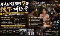 真人IP短视频7天训练营-更新：从有人味内容、选题脚本到实景拍摄剪辑，掌握真人IP持续创作与商家交付方法