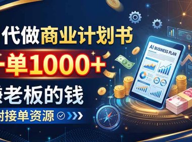 AI代做商业计划书，一单1000+，赚老板的钱，附接单资源
