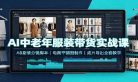 AI中老年服装带货实战课:AB剧情分镜脚本,电商平铺图制作,成片导出全套教学