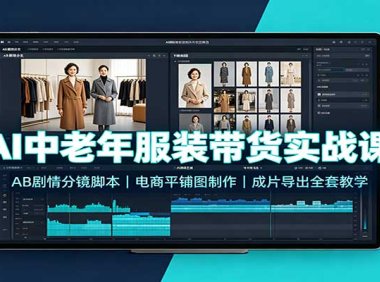 AI中老年服装带货实战课:AB剧情分镜脚本,电商平铺图制作,成片导出全套教学