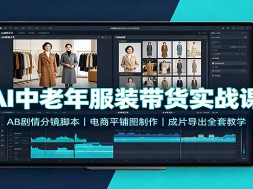 AI中老年服装带货实战课：AB剧情分镜脚本，电商平铺图制作，成片导出全套教学