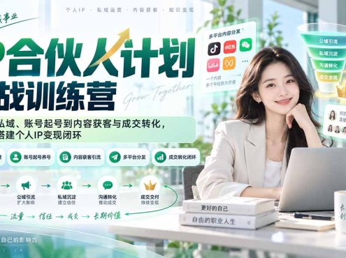 IP合伙人计划实战训练营-更新：从微信私域、账号起号到内容获客与成交转化，零基础搭建个人IP变现闭环