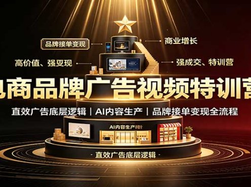 电商品牌广告视频特训：直效广告底层逻辑，AI内容生产，品牌接单变现全流程