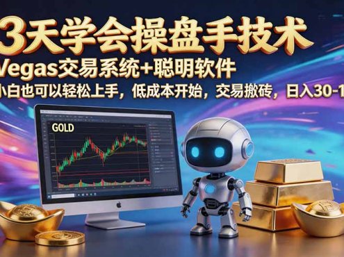 三天学会操盘手技术【顺势而为第八期】Vegas交易技术+聪明软件，日赚50-300U