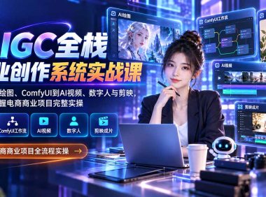 AIGC全栈商业创作系统实战课:从即梦绘图、ComfyUI到AI视频、数字人与剪映,系统掌握电商商业项目完整实操