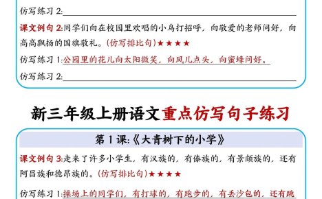 新三上语文重点仿写句子练习（9页）