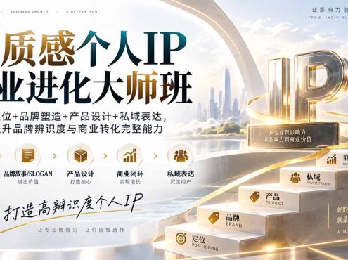高质感个人IP商业进化大师班：战略定位+品牌塑造+产品设计+私域表达，系统提升品牌辨识度与商业转化完整能力