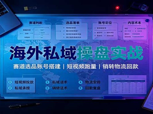 海外私域操盘实战：赛道选品账号搭建，短视频跑量，销转物流回款