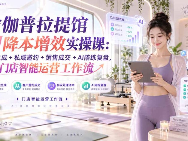 瑜伽普拉提馆AI降本增效实操课：文案生成+私域邀约+销售成交+AI陪练复盘，打造门店智能运营工作流