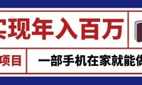 通过网创平台“卖项目”实现年入百万,一部手机在家就能做!