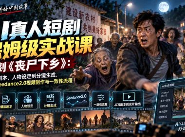 AI真人短剧保姆级实战课,复刻《丧尸下乡》:从爆款剧本、人物设定到分镜生成,掌握Seedance2.0视频制作与一致性流程