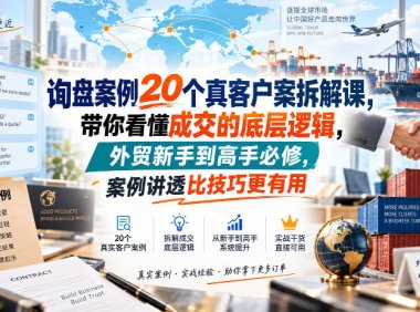 询盘案例20个真客户案拆解课,带你看懂成交的底层逻辑,外贸新手到高手必修,案例讲透比技巧更有用