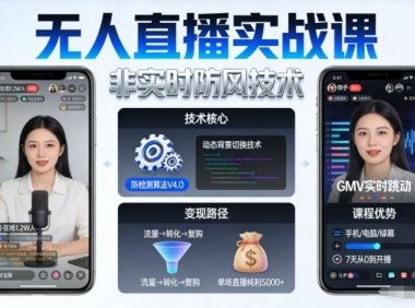 宝子哥无人直播实战课,非实时防风技术,聚焦抖音快手等平台直播带货,轻松开启直播变现之路(更新260913)