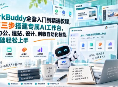 WorkBuddy全套入门到精通教程,极简三步搭建专属AI工作台,解锁办公、建站、设计、创收自动化技能,零基础轻松上手