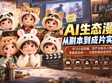 AI生态漫剧从剧本到成片实战课:学习小说改编、资产分级与人物关系,掌握角色统一、分镜剪辑和音效优化全方法