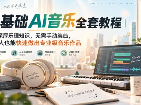 零基础AI音乐全套教程｜不用深厚乐理知识，无需手动编曲，普通人也能快速做出专业级音乐作品