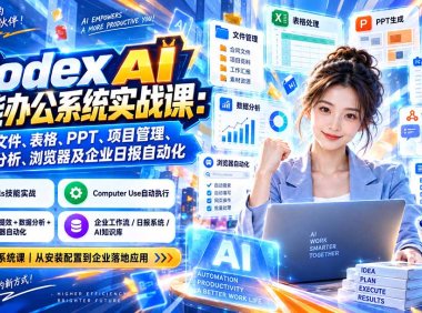 Codex AI智能办公系统实战课:掌握文件、表格、PPT、项目管理、数据分析、浏览器及企业日报自动化