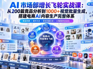 AI 市场部增长飞轮实战课:从200篇竞品分析到1000+视觉批量生成,搭建电商AI内容生产完整体系