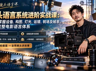 镜头语言系统进阶实战课:18节掌握设备、构图、灯光、运镜、转场及帧率,建立完整电影语言体系