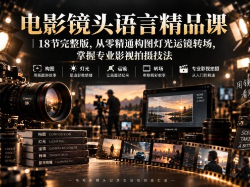 电影镜头语言精品课｜18节完整版，从零精通构图灯光运镜转场，掌握专业影视拍摄技法
