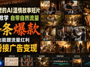 某大佬的AI温情故事短片赛道教学,自带自然流量,条条爆款,新手也能蹭流量红利,涨粉接广告变现(更新)