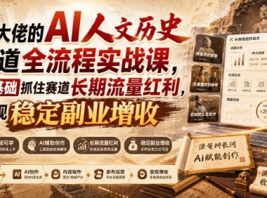 某大佬的AI人文历史赛道全流程实战课,零基础抓住赛道长期流量红利,实现稳定副业增收(更新)