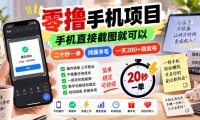 零撸手机项目,手机直接截图就可以,二十秒一单,纯薅羊毛,一天200+做就有【揭秘】