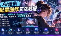 AI漫剧批量创作实战教程:掌握MJ、即梦4.0、Seedance2工作流,完成剪辑、高清修复、配音配乐全流程
