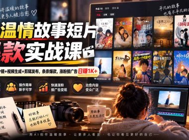 AI温情故事短片爆款实战课-更新|选题+剧本+分镜+视频生成+剪辑发布,条条爆款,涨粉接广告日赚1K+