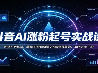 抖音AI涨粉起号实战课:吃透平台机制,掌握SD全套AI图文视频创作技能,30天冲刺千粉