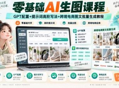 零基础AI生图课程,GPT配置+提示词高阶写法+跨境电商图文批量生成教程