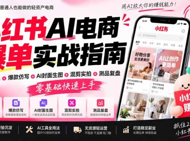 2026小红书AI电商爆单实战指南:站内选品+爆款仿写+AI封面生图+混剪实拍+测品复盘,零基础快速上手
