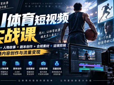 AI体育短视频赛道顶级玩法|赛道分析+人物故事+剧本创作+版权处理+运镜剪辑,跑通流量变现-日赚1K+